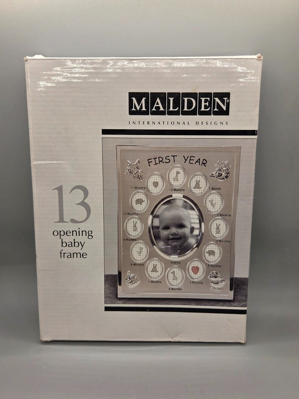Baby's First Year Silvertone Picture Frame Malden International Design NIB